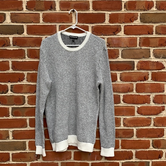 Express Sweaters - Express Black and White Knit Long Sleeve Sweater